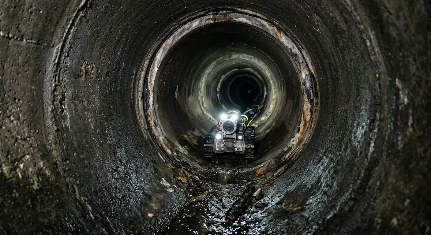 Robotic sewer camera inspecting pipe interior for Sewer Line Cleaning in Mira Monte